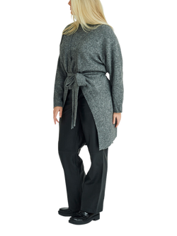 A-VIEW Pony Longline Belted Cardigan, Grey, Grey