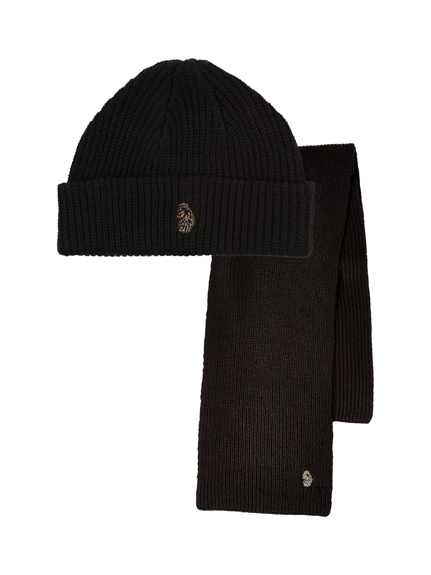 LUKE 1977 Dexy Beanie Hat & Scarf Gift Set, Black