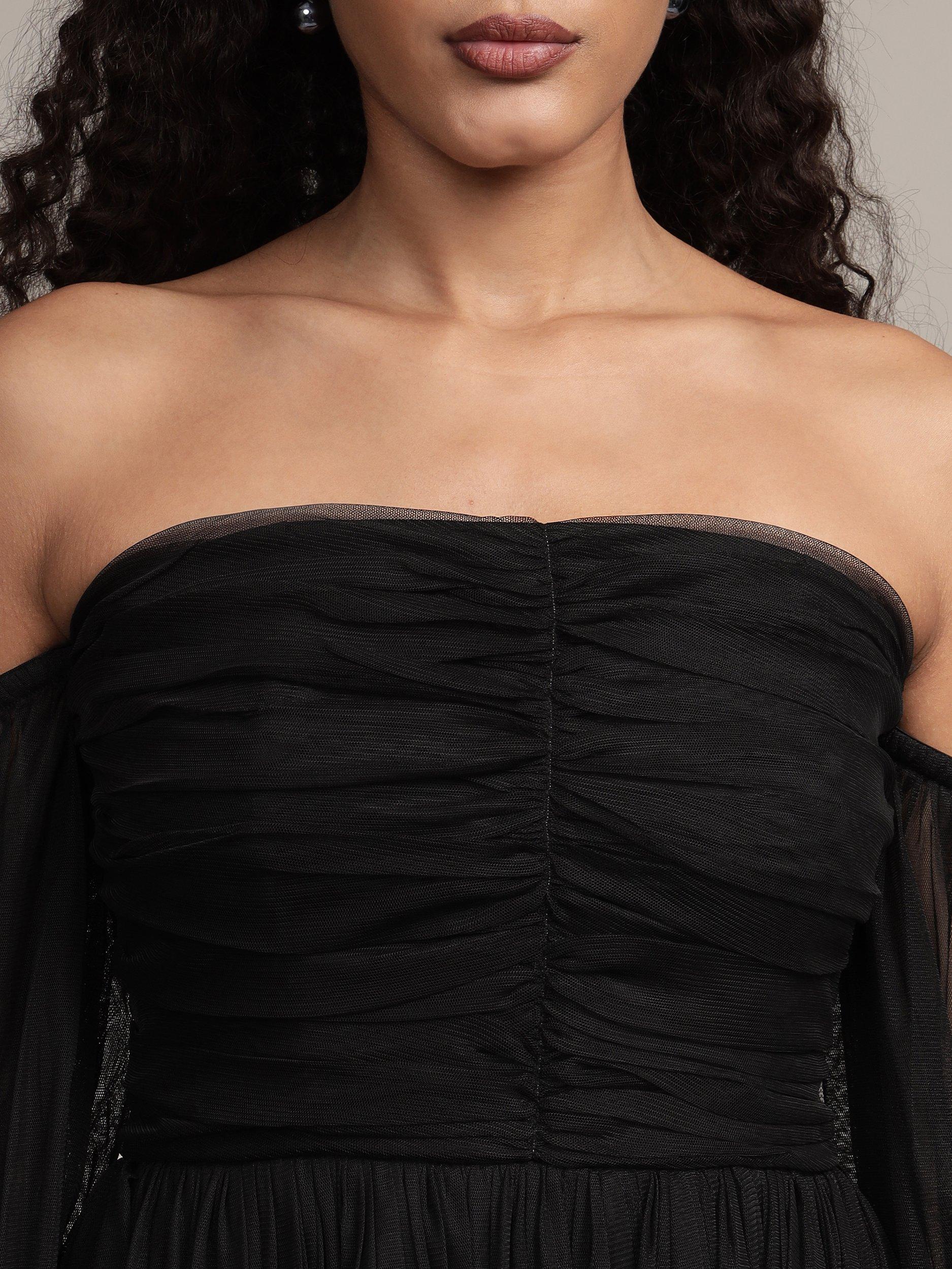 Product image 6 of 7, which shows Lace & Beads Dublin Layered Mesh Skirt Mini Dress, Black, 10