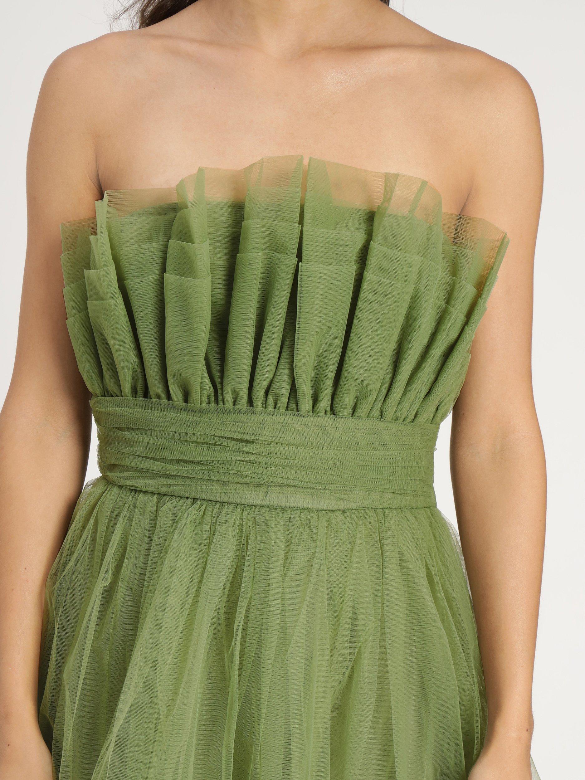 Product image 4 of 6, which shows Lace & Beads Nanita Bandeau Neck Mesh Mini Dress, Olive, 10