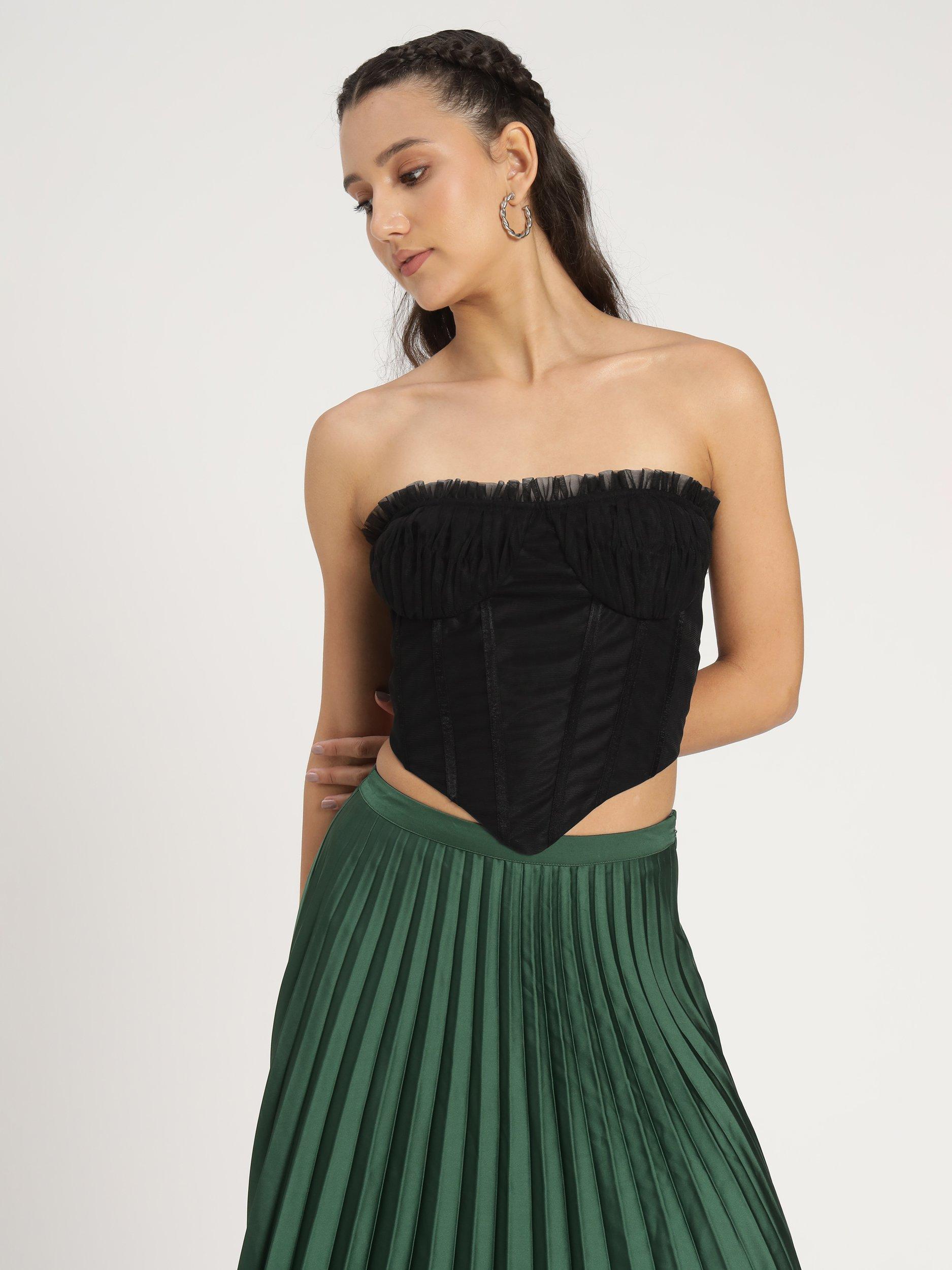 Product image 1 of 8, which shows Lace & Beads Nyla Bandeau Top, Black, 10