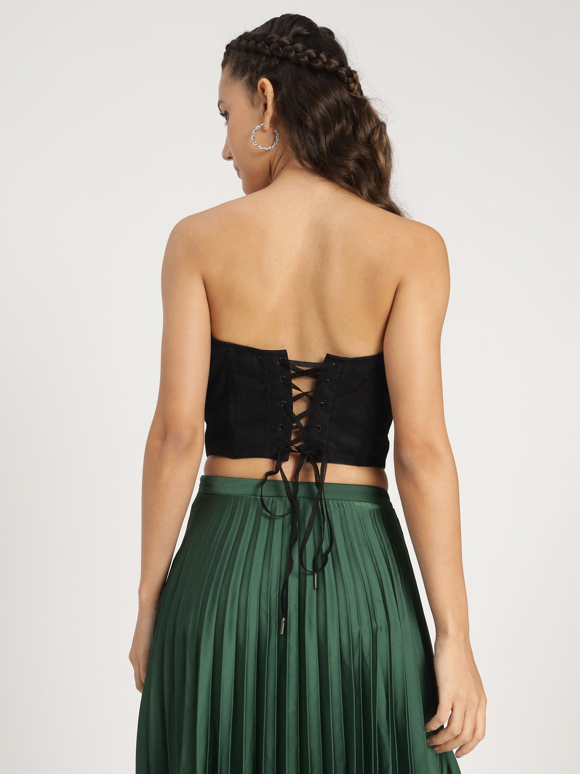 Product image 3 of 8, which shows Lace & Beads Nyla Bandeau Top, Black, 10