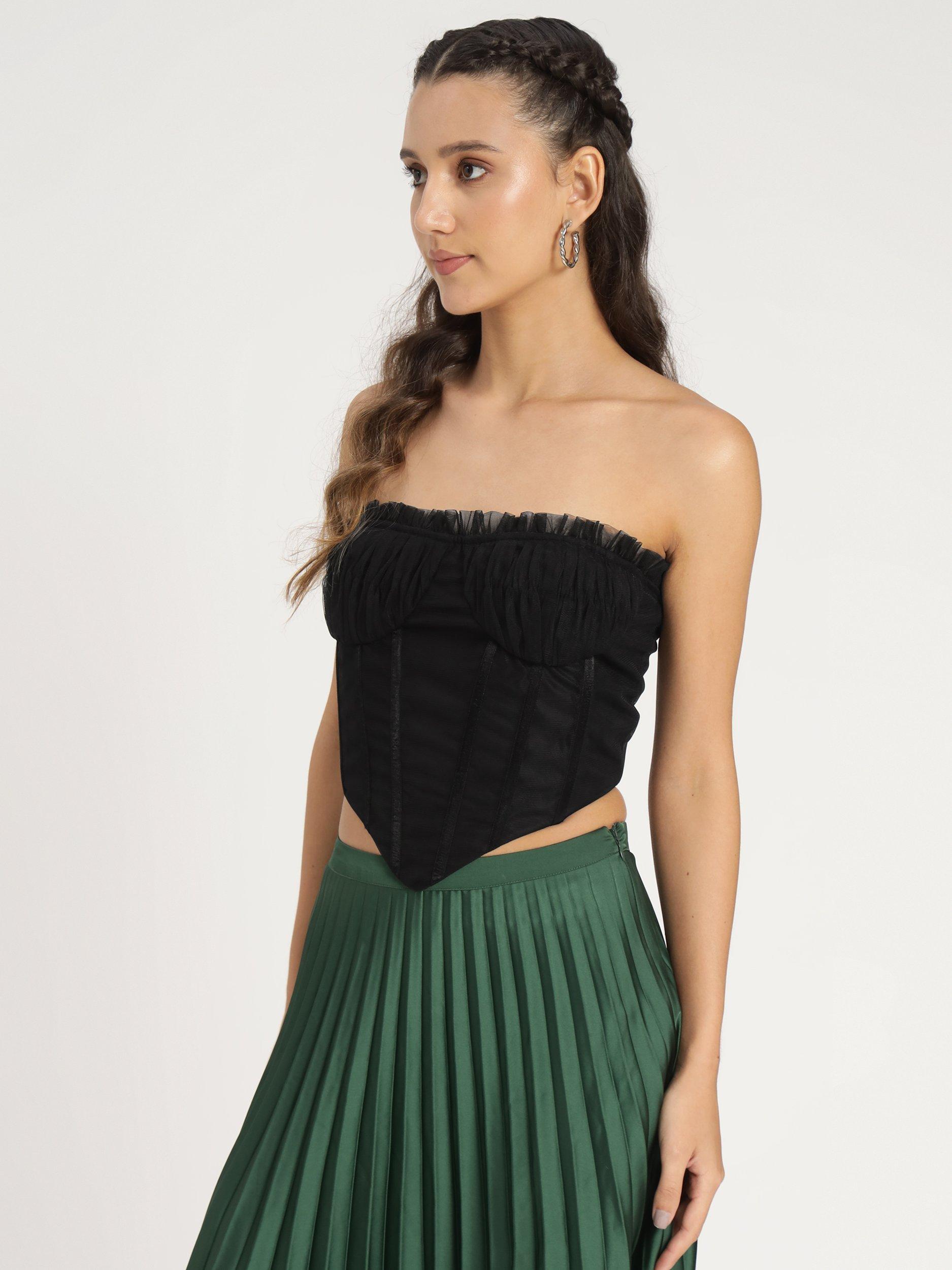 Product image 7 of 8, which shows Lace & Beads Nyla Bandeau Top, Black, 10