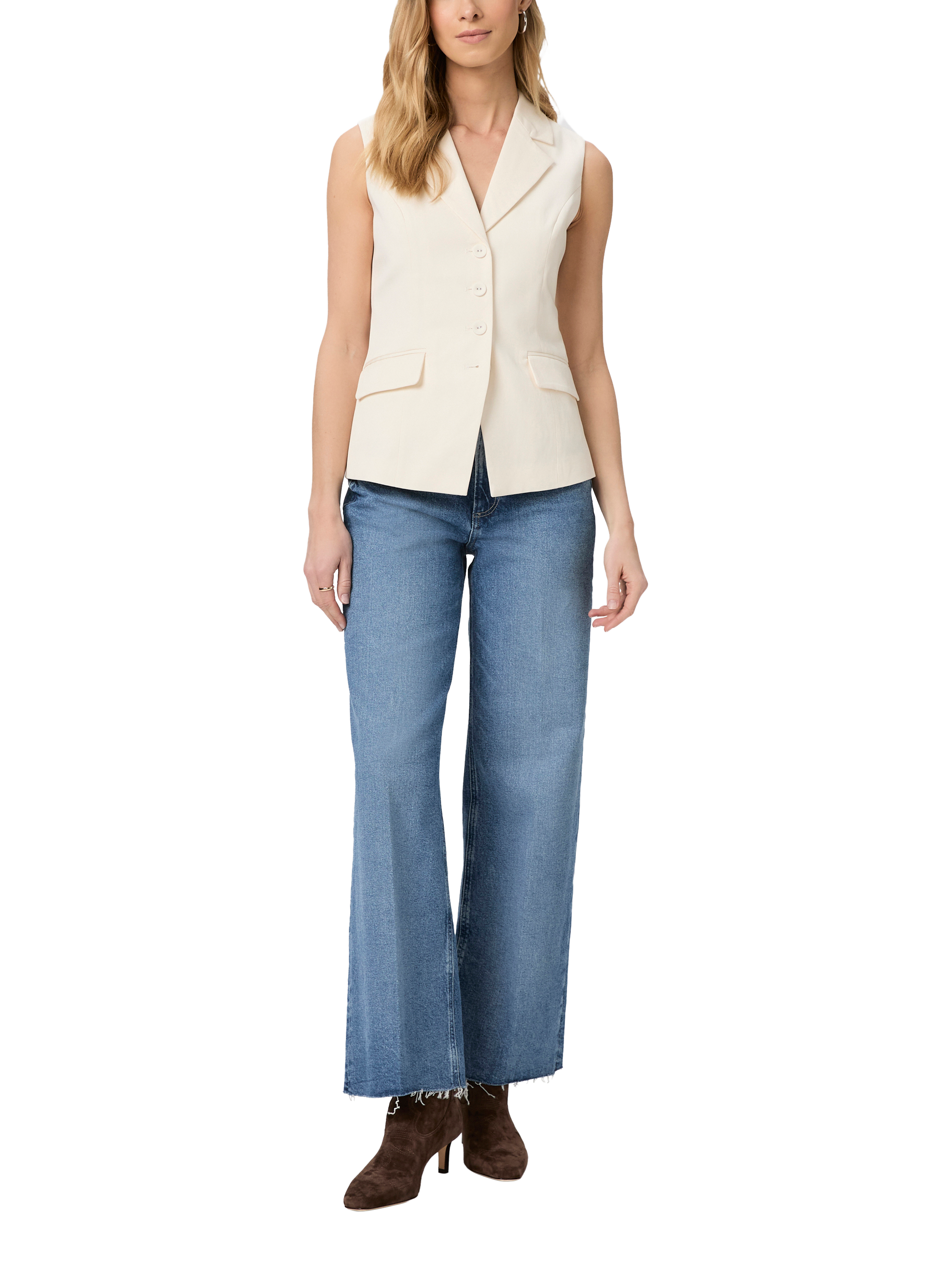 Product image 2 of 4, which shows PAIGE Palomina Tailored Waistcoat, Ivory, 6