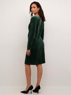KAFFE Kelly Velvet Draped Shift Dress - view 2, Garden Topiary