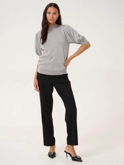 KAFFE Regina Puff Sleeve Metallic Jumper - view 2, Grey Silver