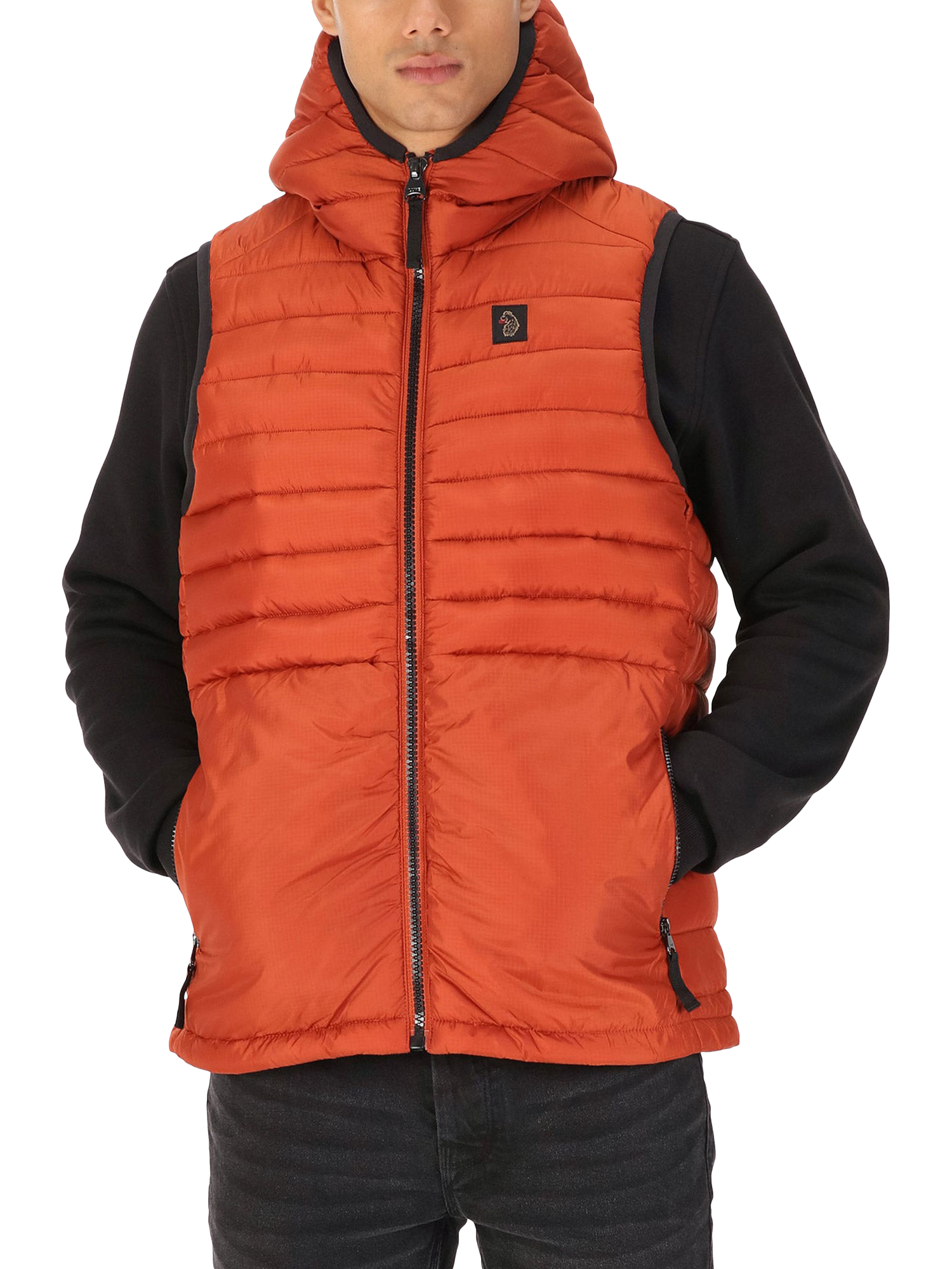 Product image 3 of 6, which shows LUKE 1977 Bubbla Hood 2000 Padded Gilet, Copper Orange, XS
