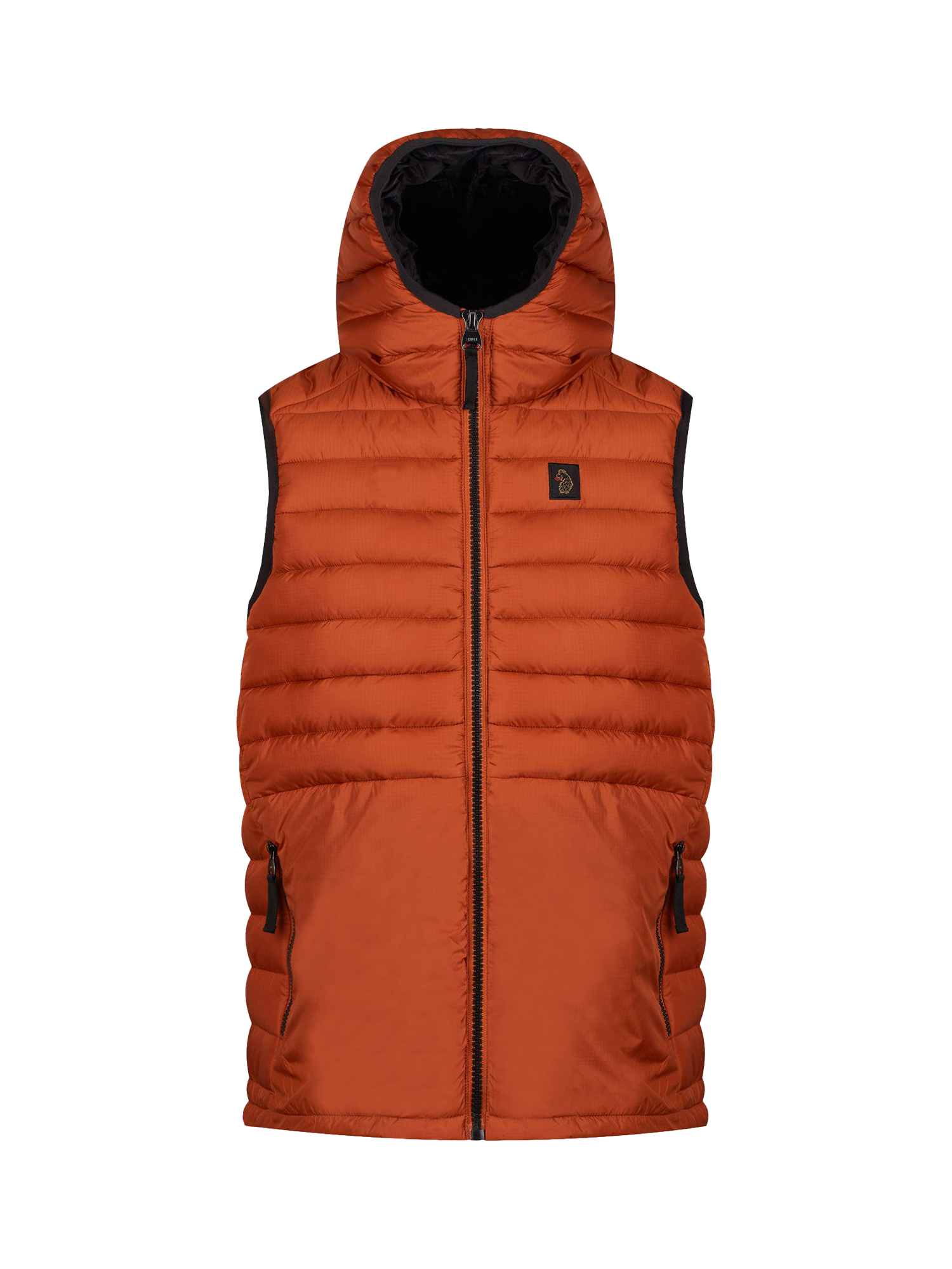 Product image 4 of 6, which shows LUKE 1977 Bubbla Hood 2000 Padded Gilet, Copper Orange, XS