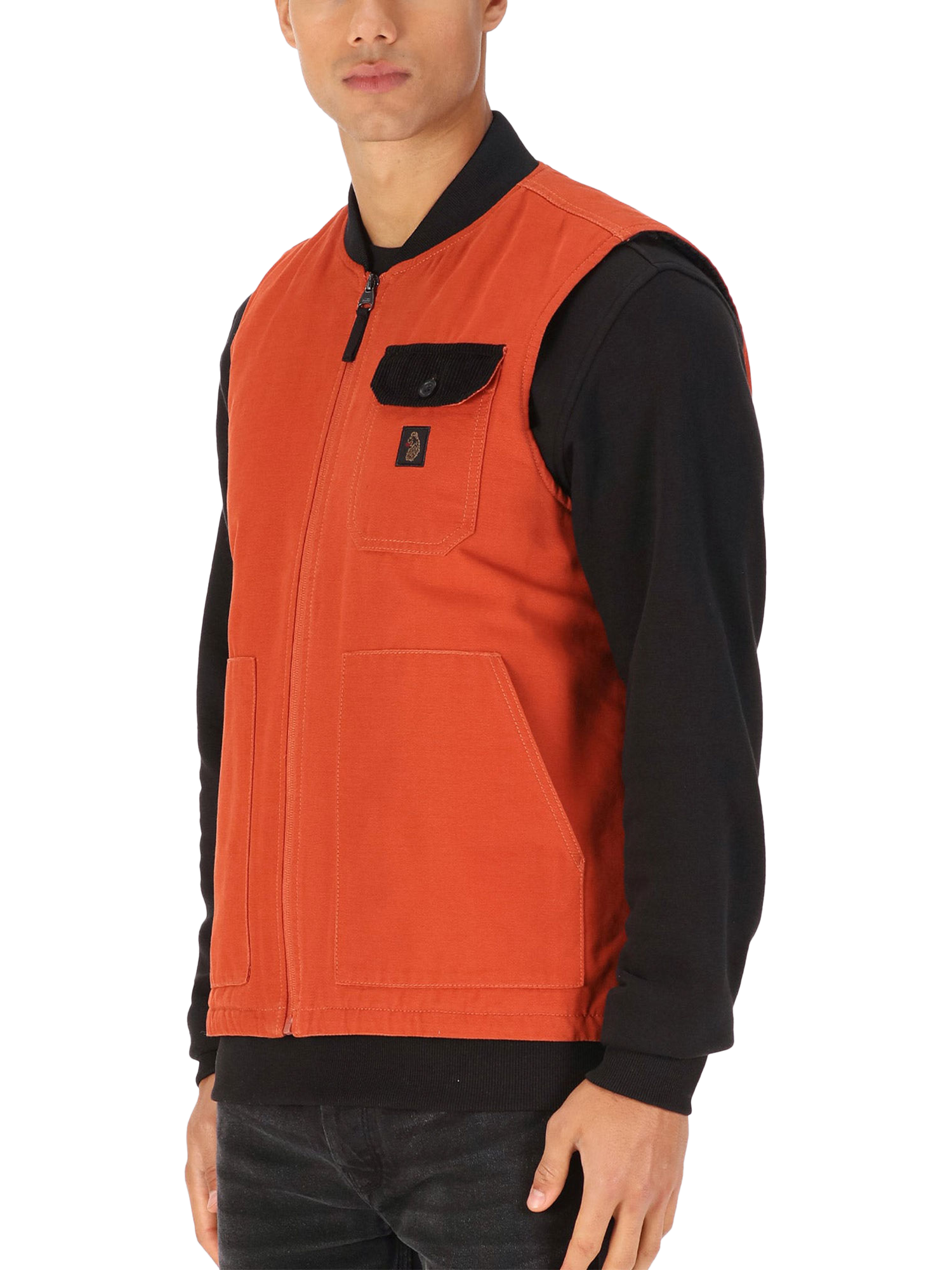 Product image 3 of 7, which shows LUKE 1977 Vyrnwy Cotton Canvas Gilet, Copper Orange, XS