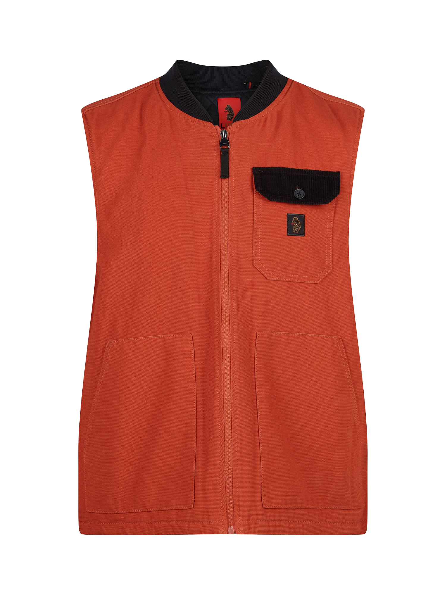 Product image 4 of 7, which shows LUKE 1977 Vyrnwy Cotton Canvas Gilet, Copper Orange, XS