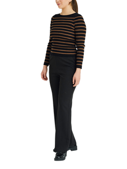 A-VIEW Lana Rib Stripe Top, Black/Brown