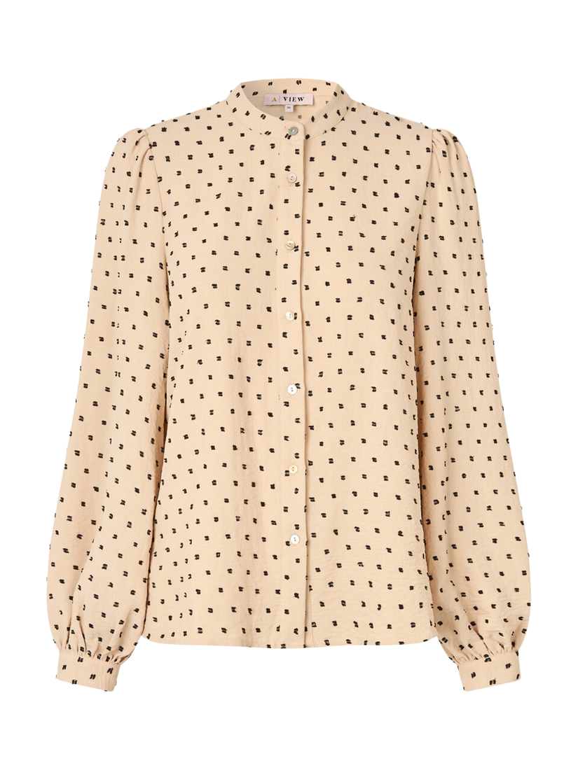 Product image 3 of 4, which shows A-VIEW Vanessa Polka Dot Shirt, Light Beige/Multi, 10