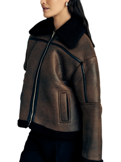 A-VIEW Alise Faux Shearling Coat, Brown