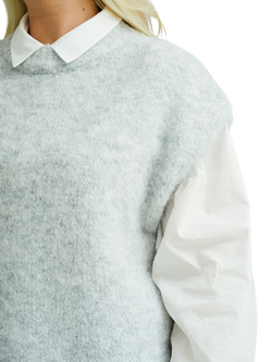 A-VIEW Patrisia Short Sleeve Jumper - view 2, Light Grey Melange