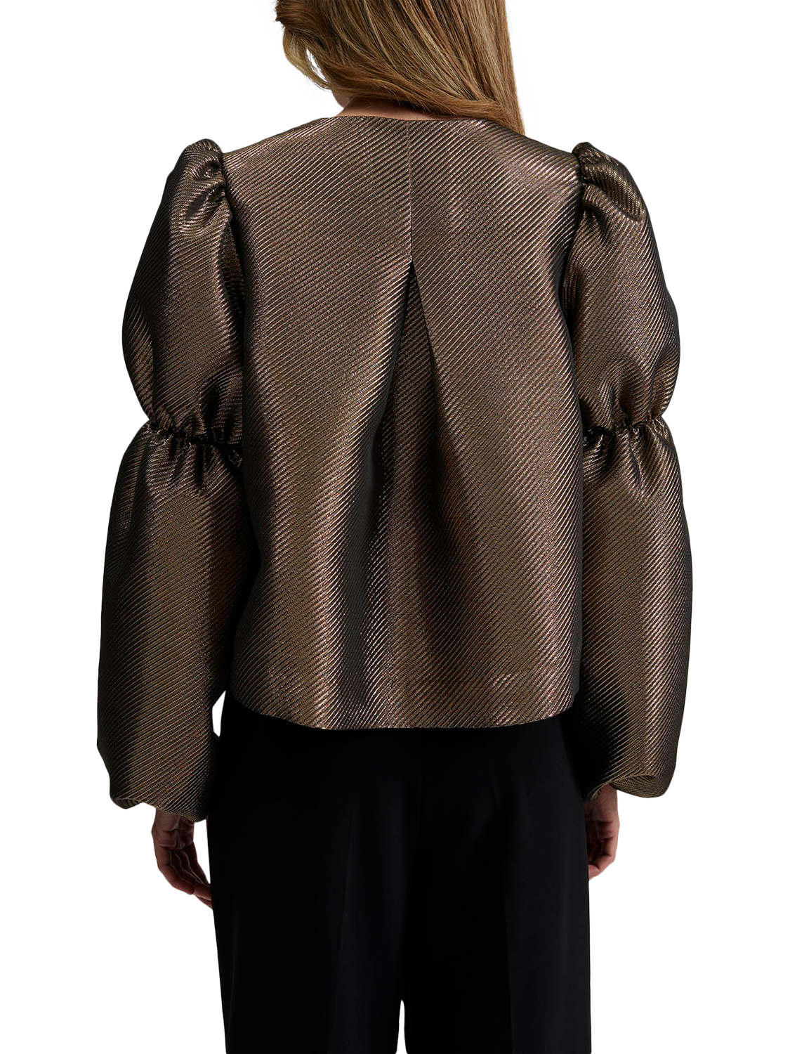 Product image 2 of 5, which shows Malina Zoey Puff Sleeve Top, Gold, XS