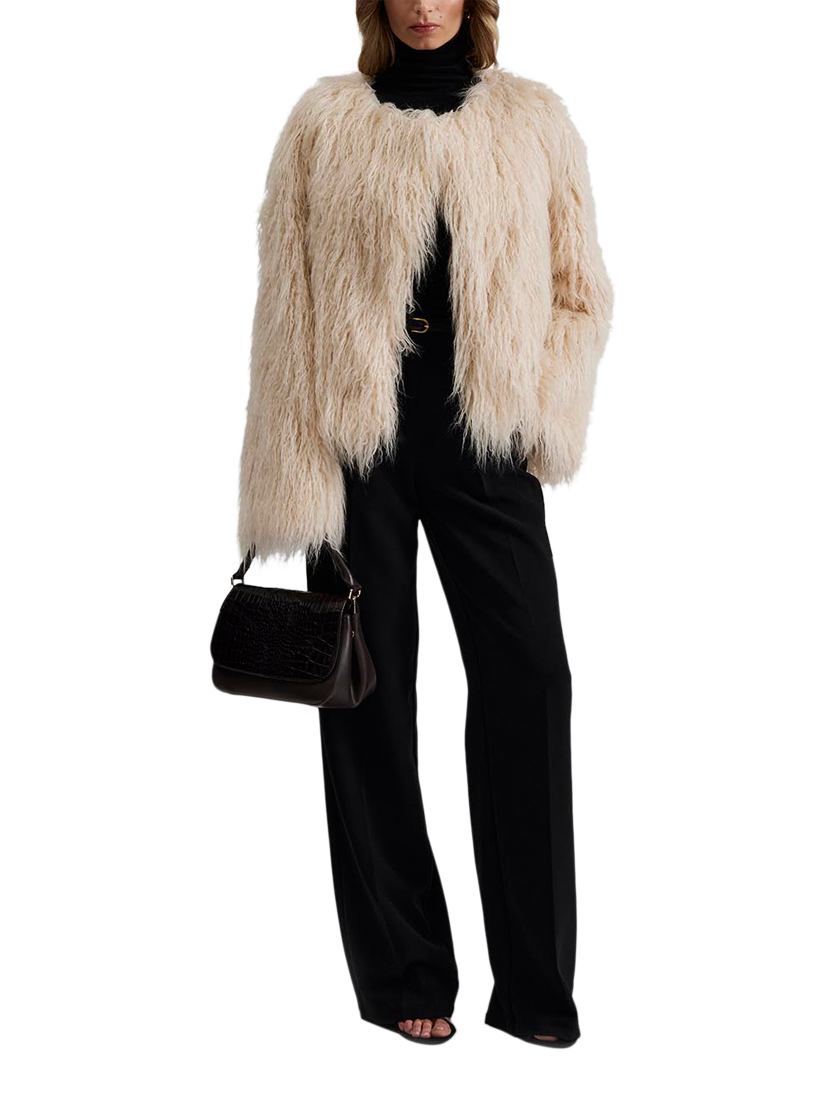 Product image 3 of 6, which shows Malina Manda Faux Fur Jacket, Vanilla, XS