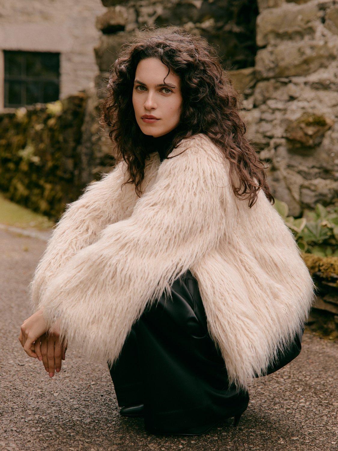 Product image 5 of 6, which shows Malina Manda Faux Fur Jacket, Vanilla, XS