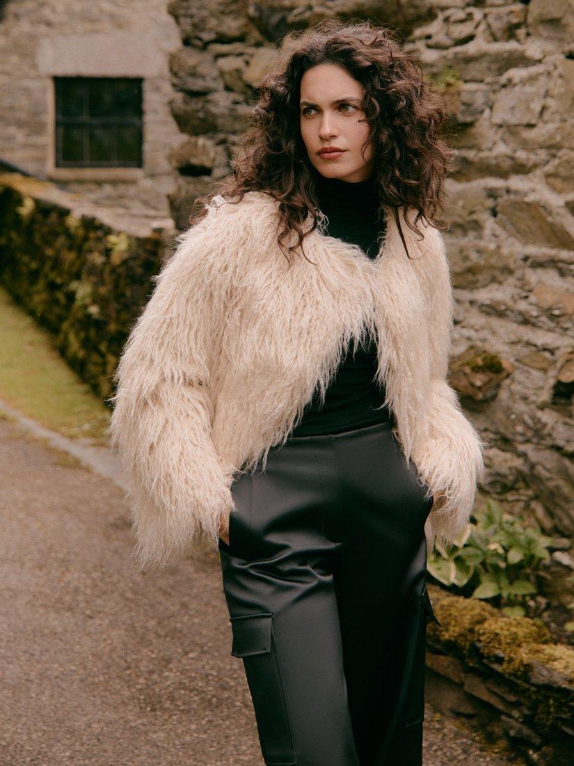 Product image 6 of 6, which shows Malina Manda Faux Fur Jacket, Vanilla, XS