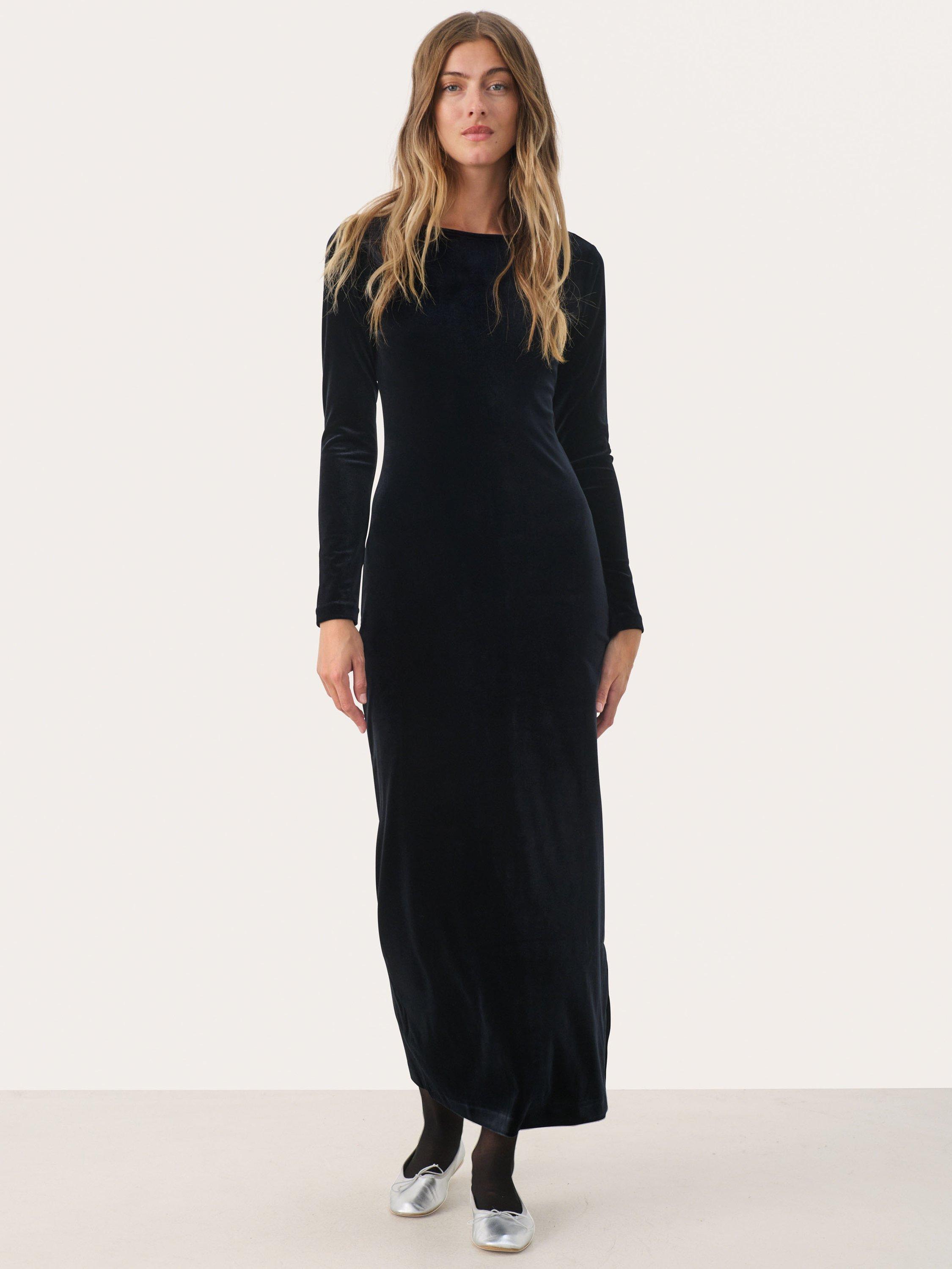 Product image 1 of 6, which shows Part Two Dida Velvet Maxi Dress, Dark Navy, S