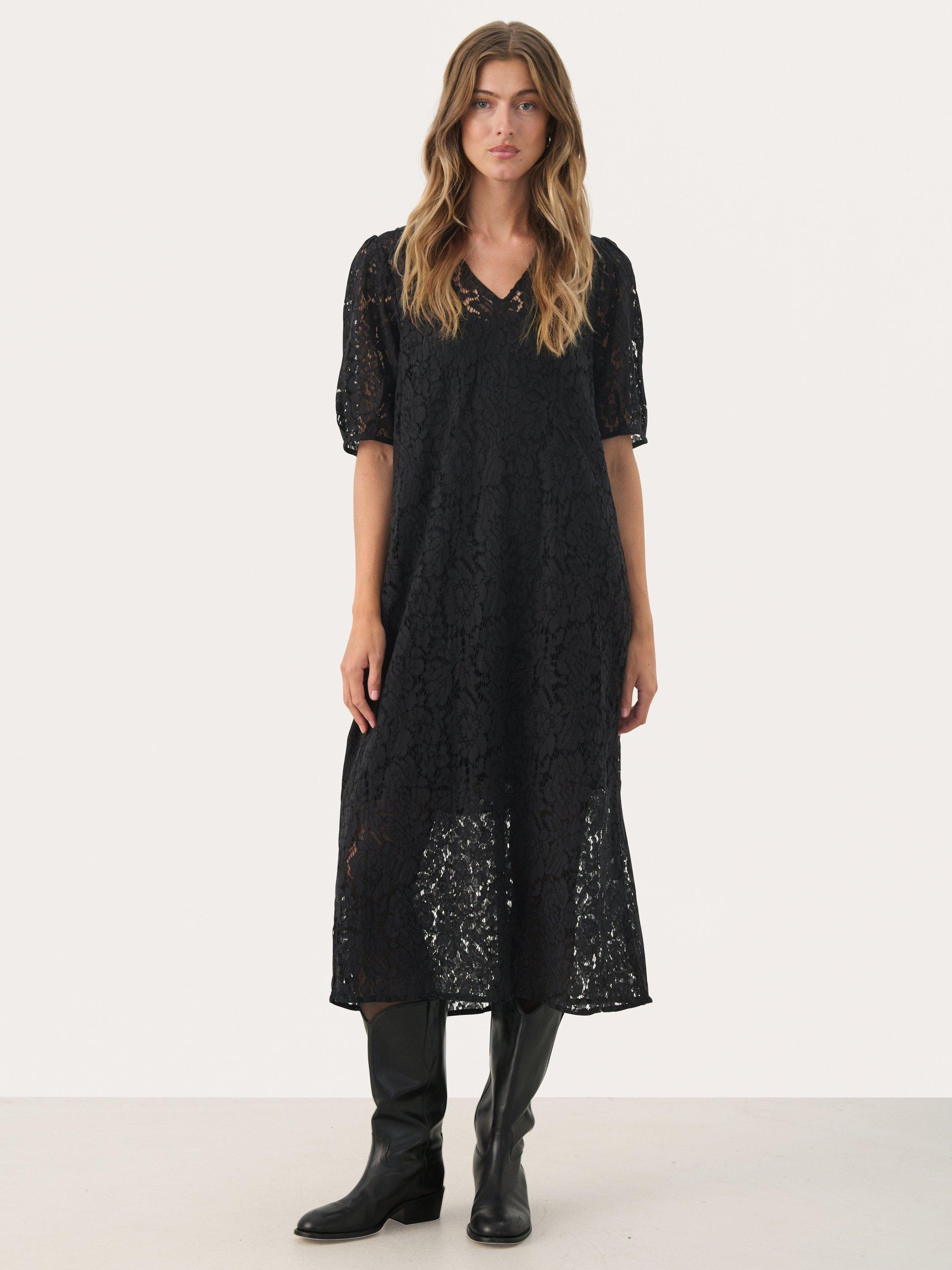 Product image 1 of 5, which shows Part Two Memia Lace Maxi Dress, Black, 10