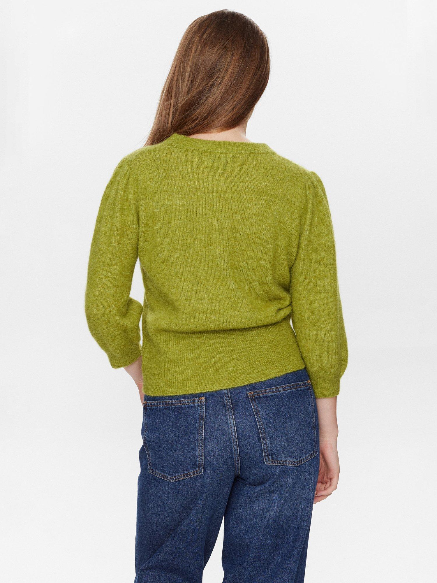 Product image 2 of 7, which shows Numph Rietta Elbow Sleeve Wool Rich Jumper, Green, XS