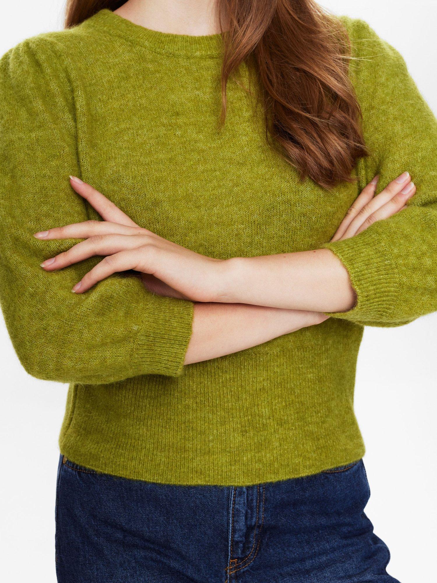 Product image 5 of 7, which shows Numph Rietta Elbow Sleeve Wool Rich Jumper, Green, XS
