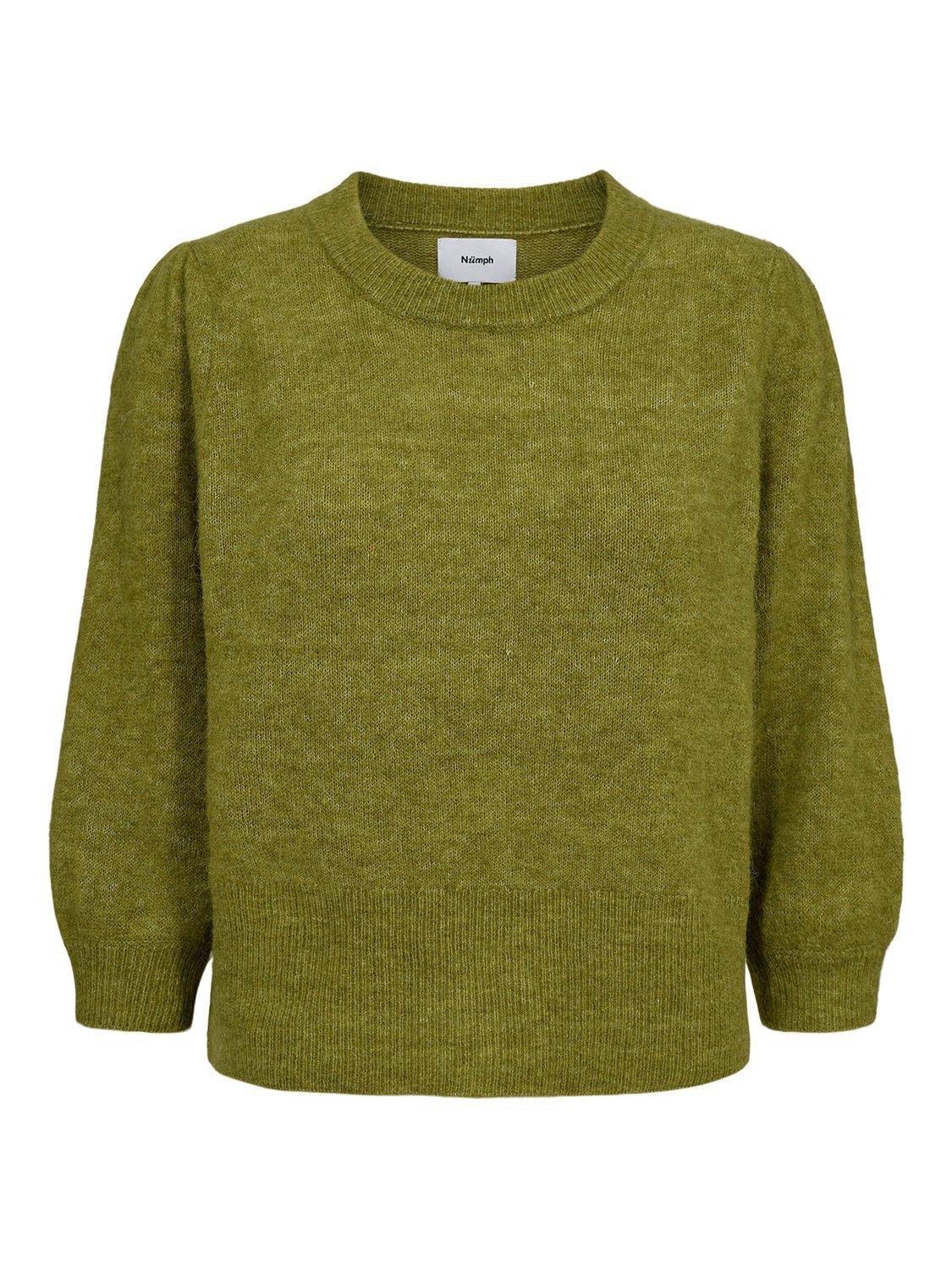 Product image 6 of 7, which shows Numph Rietta Elbow Sleeve Wool Rich Jumper, Green, XS