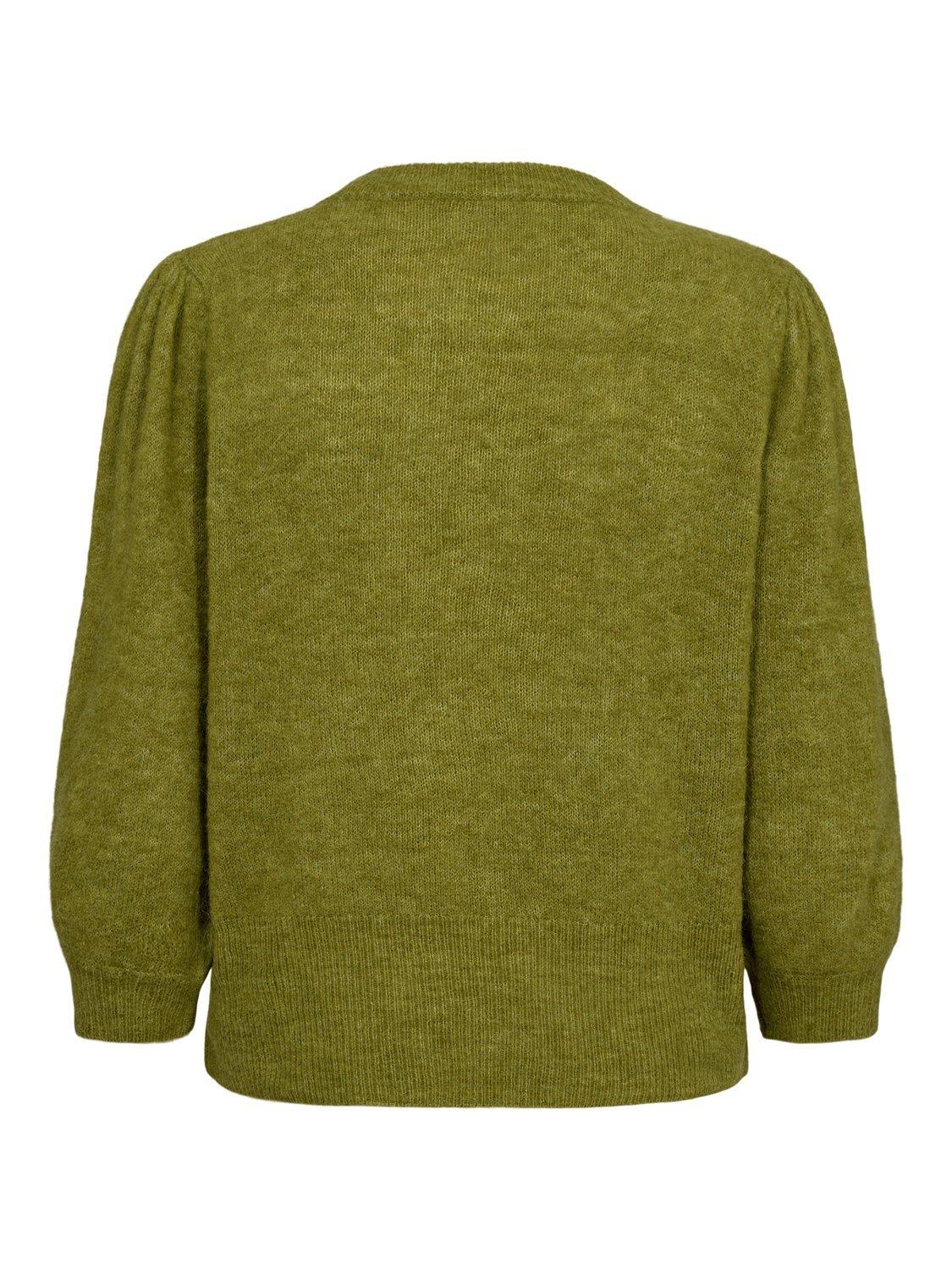 Product image 7 of 7, which shows Numph Rietta Elbow Sleeve Wool Rich Jumper, Green, XS