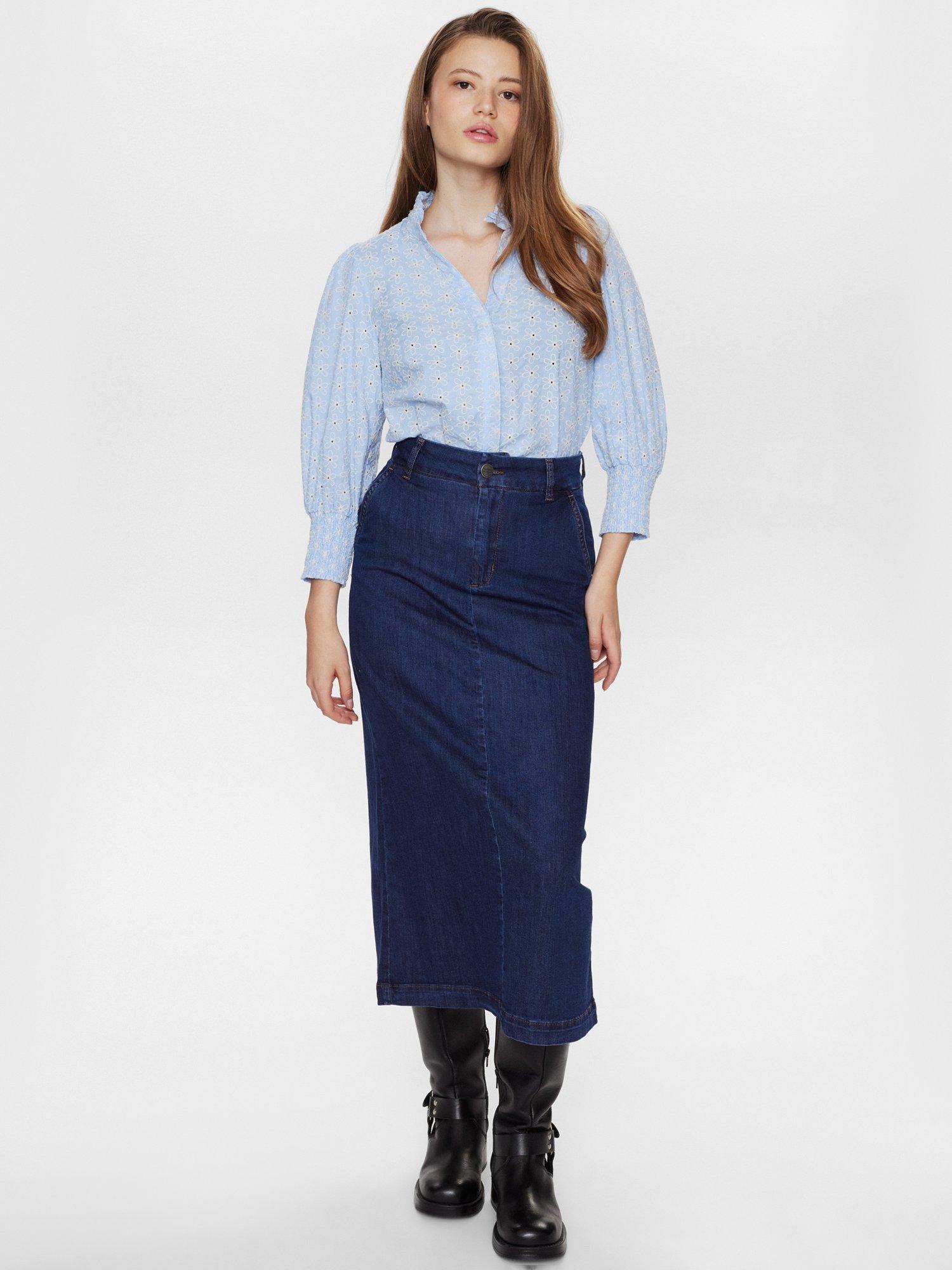 Product image 3 of 7, which shows Numph Amber Denim Skirt, Dark Blue, 38