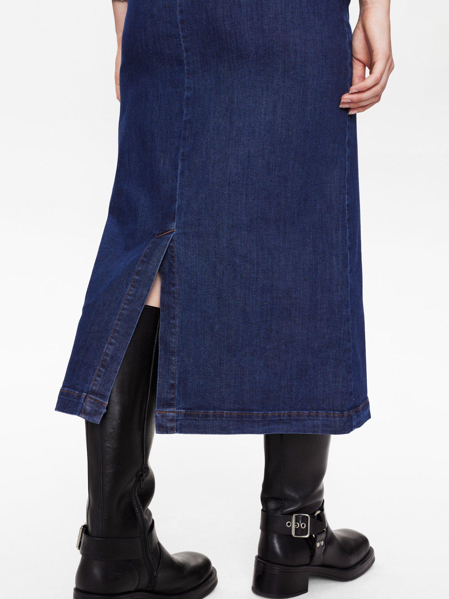 Product image 5 of 7, which shows Numph Amber Denim Skirt, Dark Blue, 38