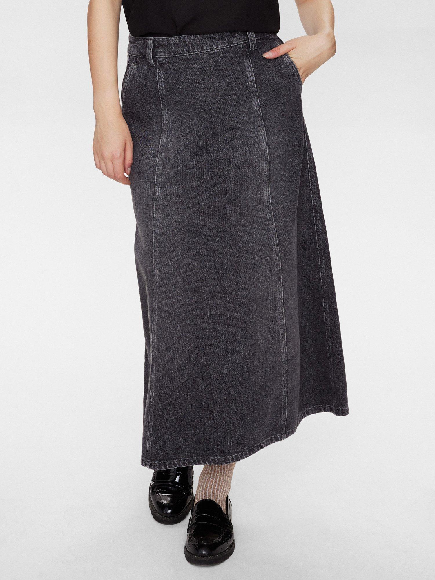 Product image 2 of 7, which shows Numph Brooklyn Denim Skirt, Black/Grey, 36