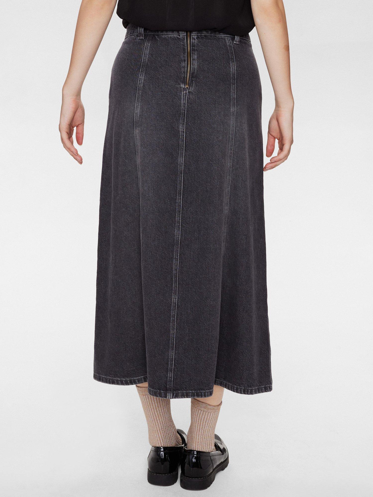 Product image 3 of 7, which shows Numph Brooklyn Denim Skirt, Black/Grey, 36