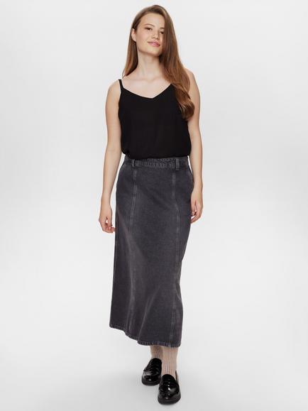 Numph Brooklyn Denim Skirt, Black/Grey, Black/Grey
