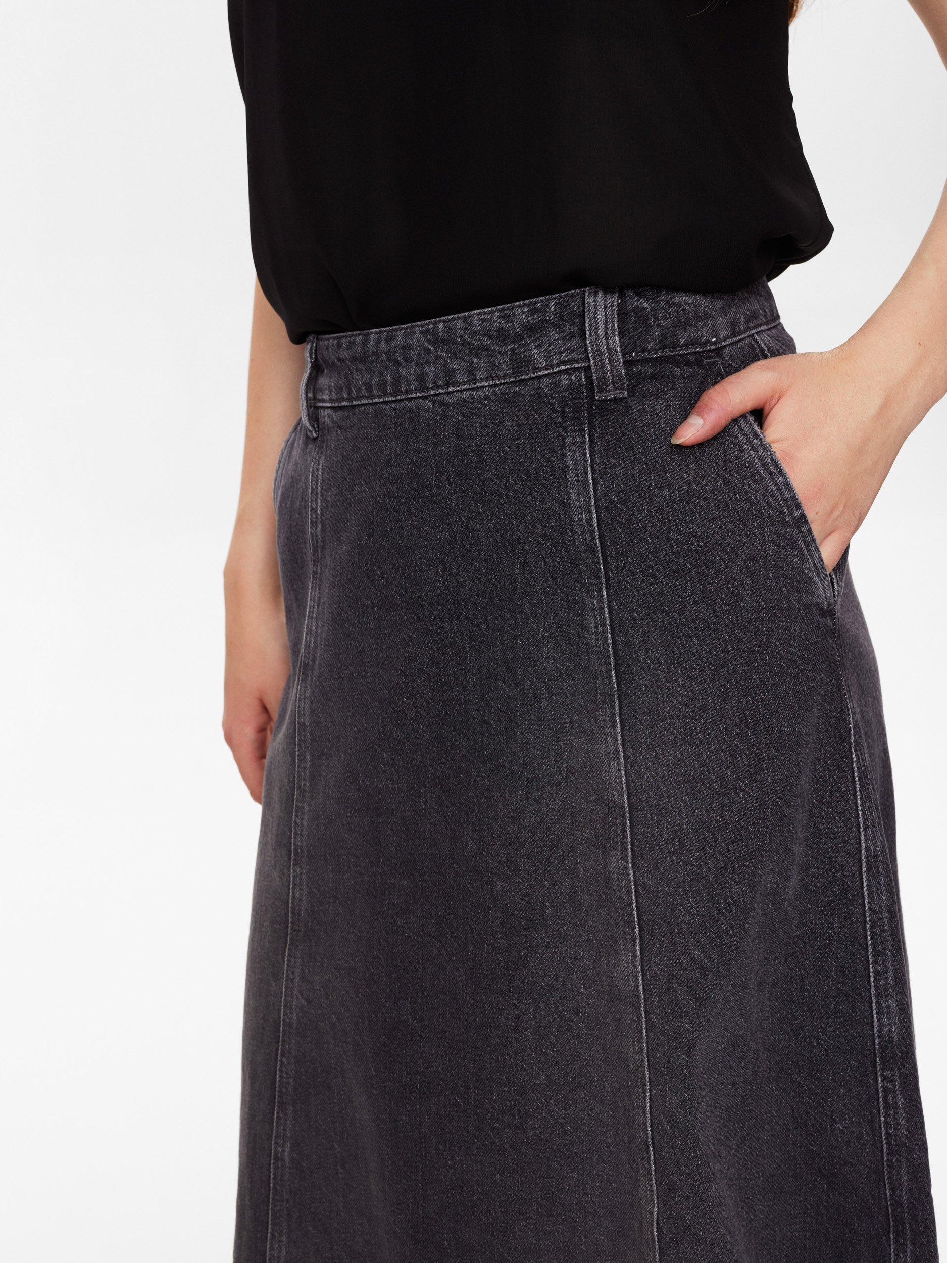 Product image 4 of 7, which shows Numph Brooklyn Denim Skirt, Black/Grey, 36