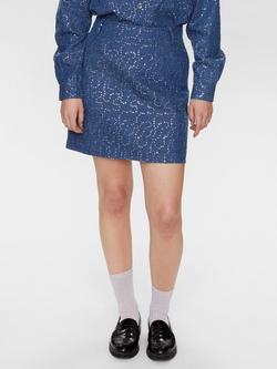 Numph Journey Embellished Skirt, Blue, Blue