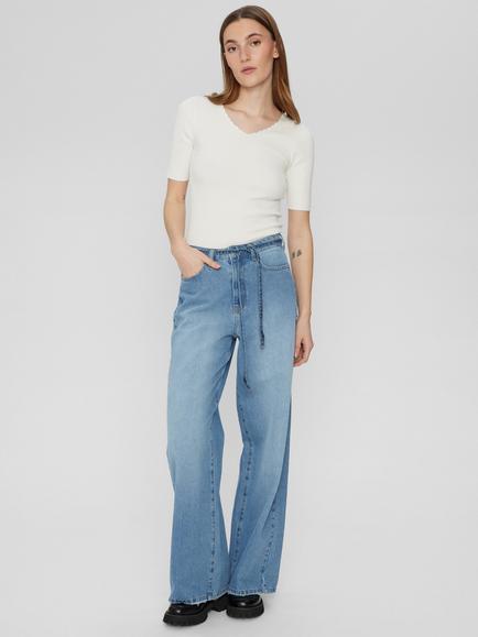 Numph Brooklyn Wide Leg Jeans, Denim Blue