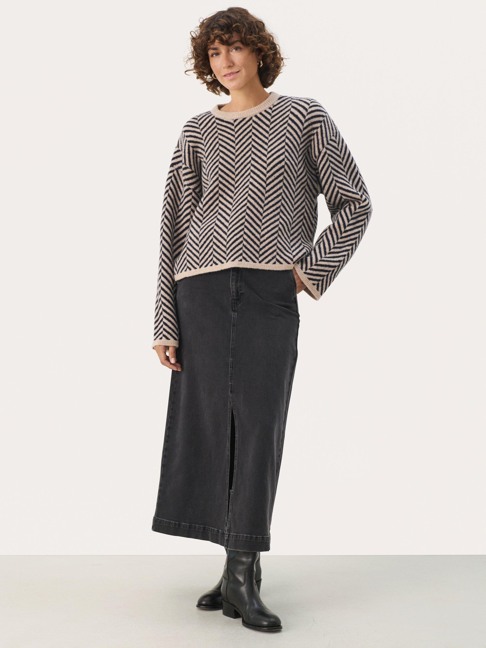 Product image 3 of 6, which shows Part Two Lesly Herringbone Wool Rich Jumper, French Oak, XS