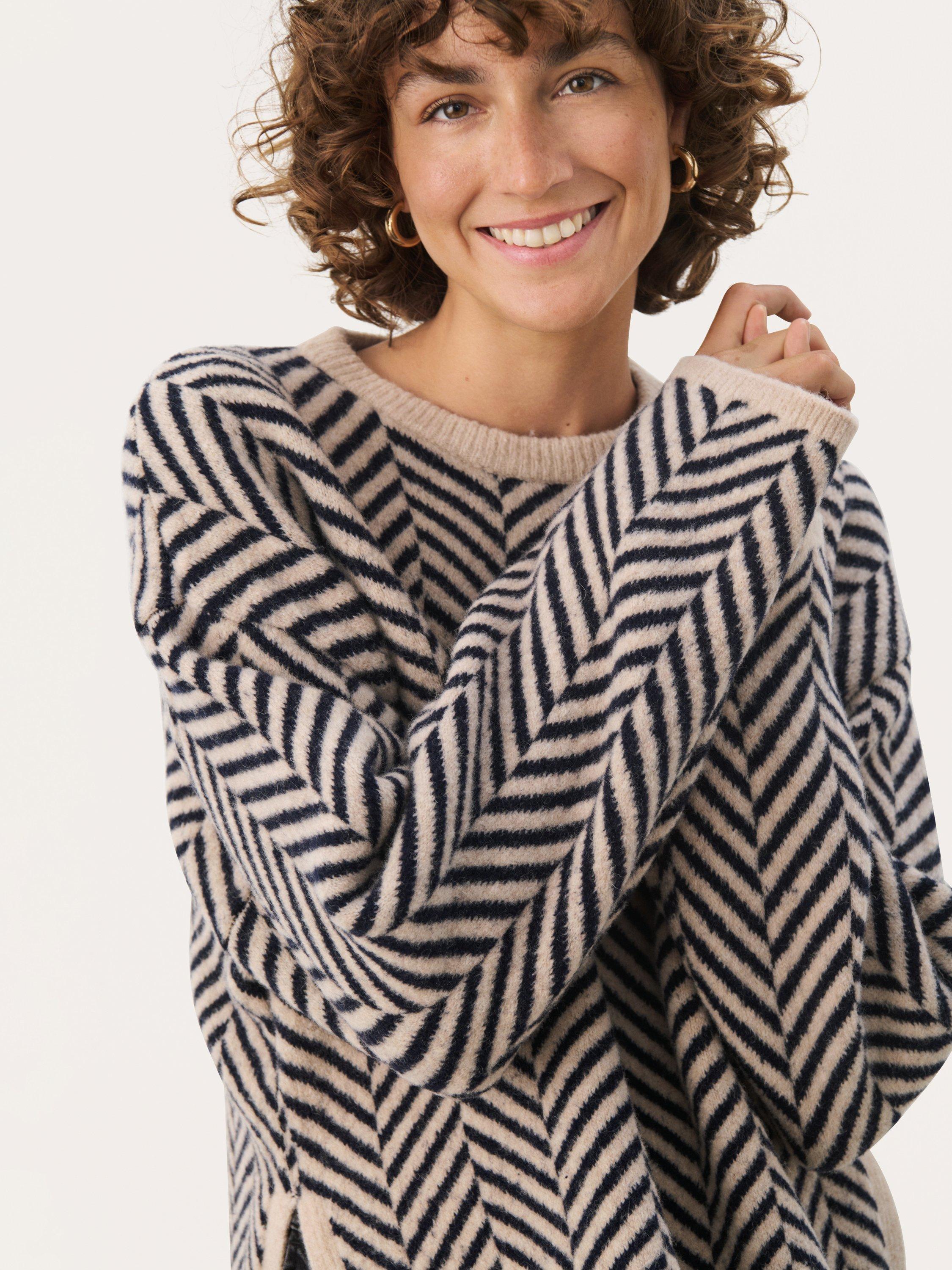 Product image 4 of 6, which shows Part Two Lesly Herringbone Wool Rich Jumper, French Oak, XS