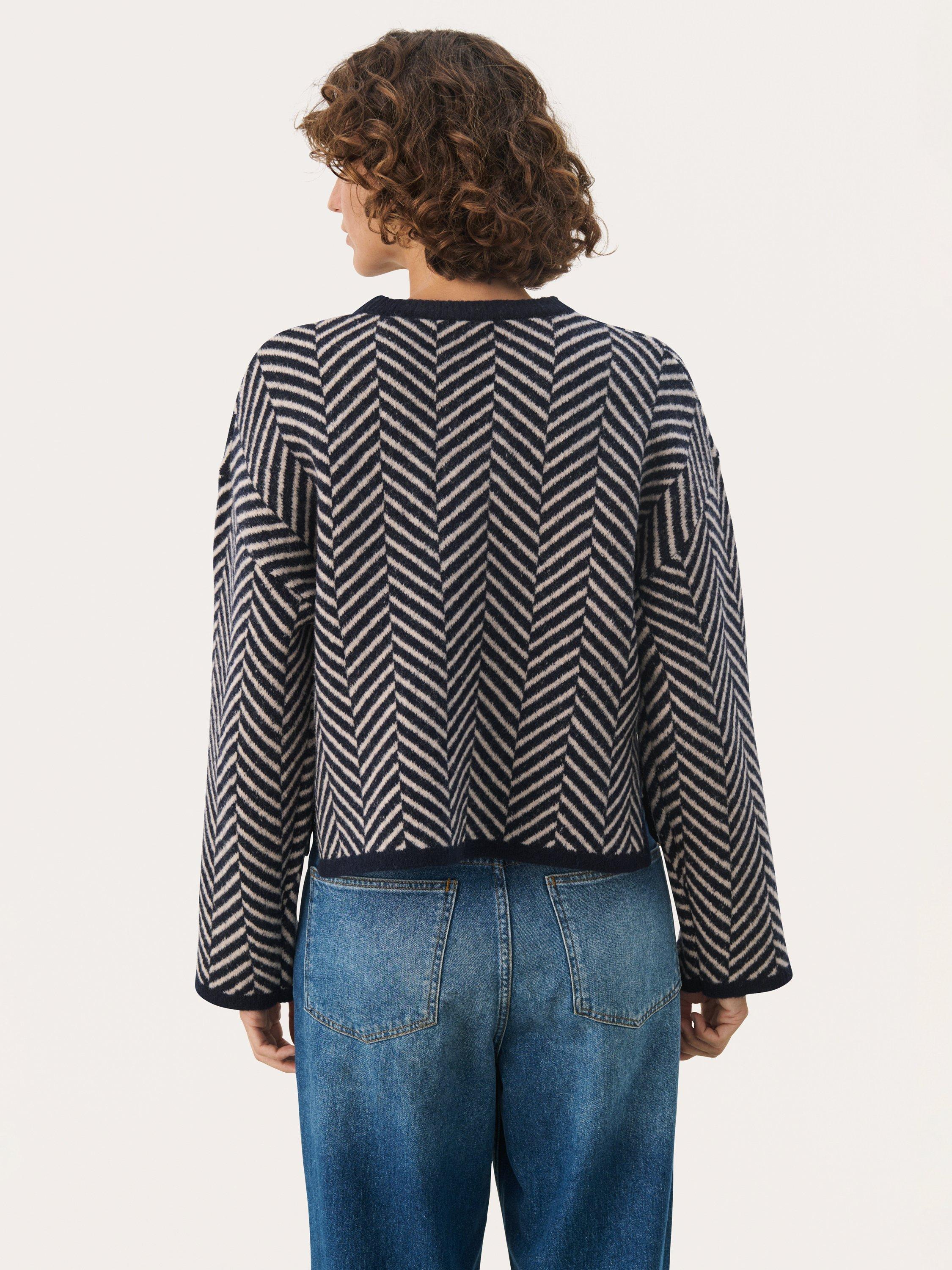 Product image 2 of 6, which shows Part Two Lesly Herringbone Wool Rich Jumper, Navy, XS