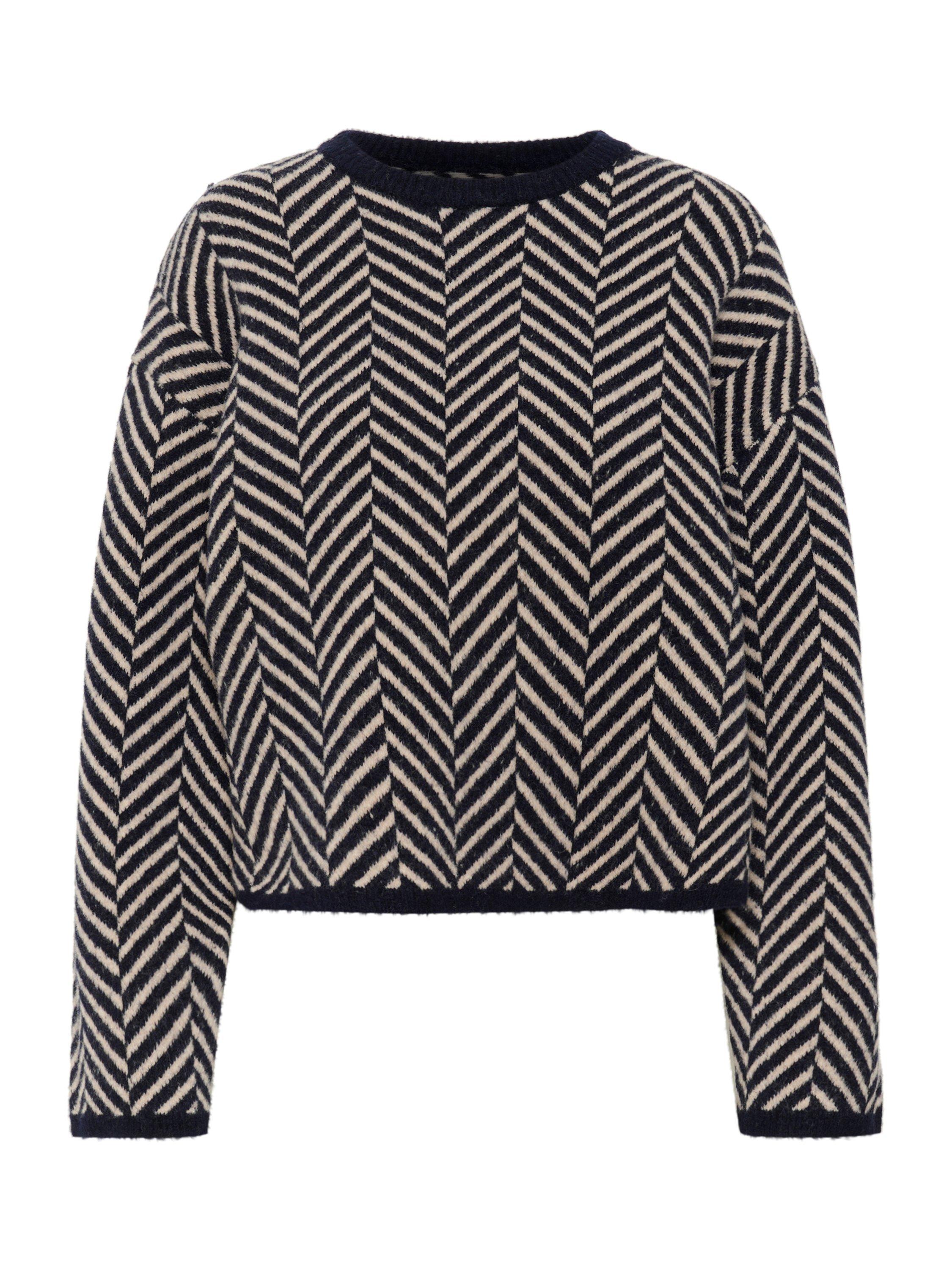 Product image 5 of 6, which shows Part Two Lesly Herringbone Wool Rich Jumper, Navy, XS