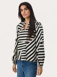 Part Two Eimy Geometric Stripe Blouse, Black/White