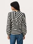 Part Two Eimy Geometric Stripe Blouse, Black/White