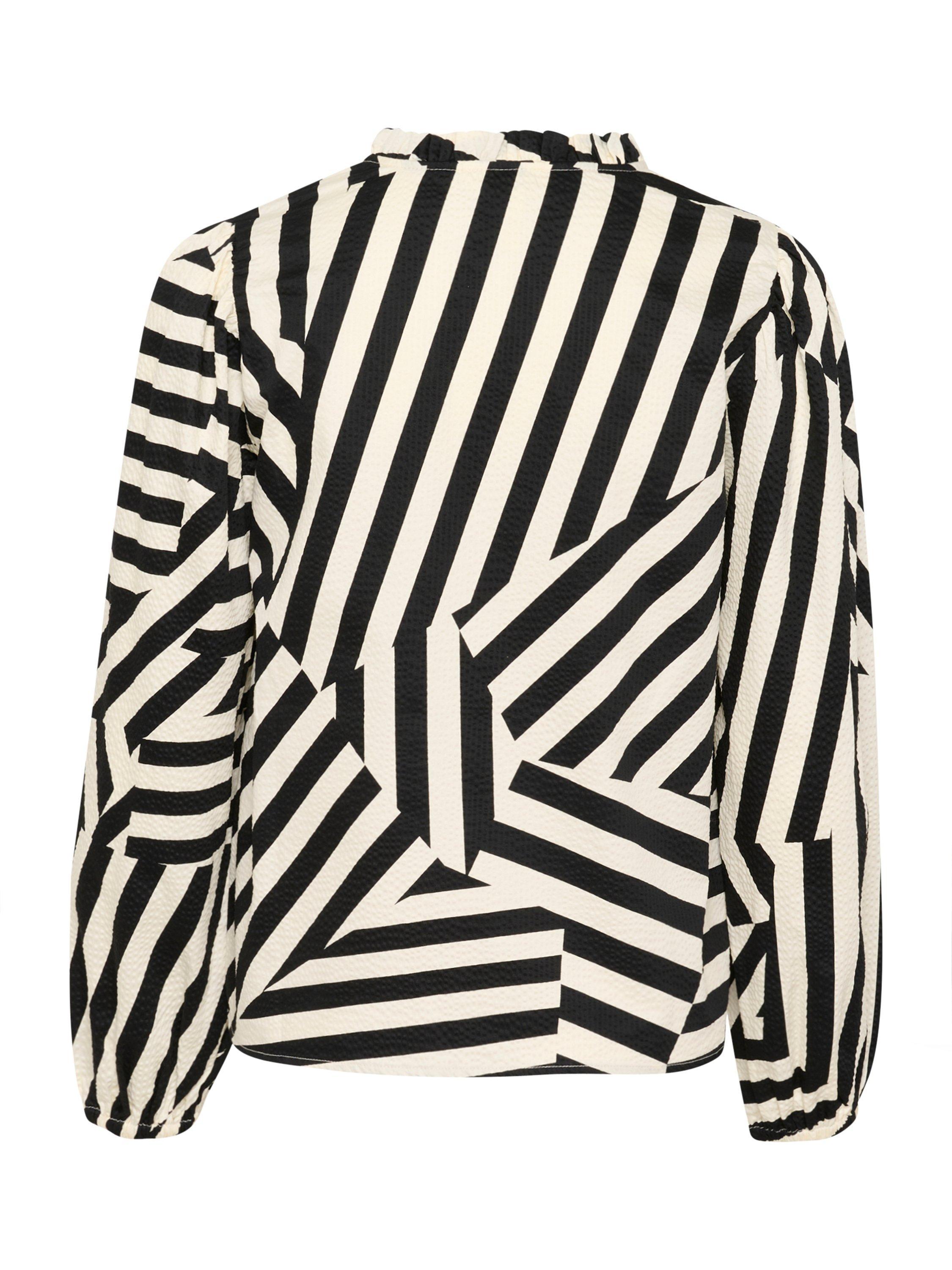 Product image 6 of 6, which shows Part Two Eimy Geometric Stripe Blouse, Black/White, 8