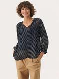 Part Two Elsia Polka Dot Blouse, Navy/White