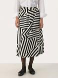 Part Two Emmeline Geometric Stripe Midi Skirt, Black/White