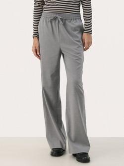 Part Two Evalynna Elasticated Waist Wide Leg Trousers, Medium Grey Melange, Medium Grey Melange