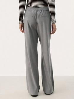 Part Two Evalynna Elasticated Waist Wide Leg Trousers, Medium Grey Melange - view 2, Medium Grey Melange