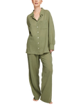 Nudea Organic Cotton Pyjama Shirt, Olive Green