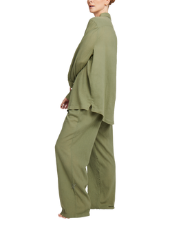 Nudea Organic Cotton Pyjama Shirt, Olive Green - view 2, Olive Green
