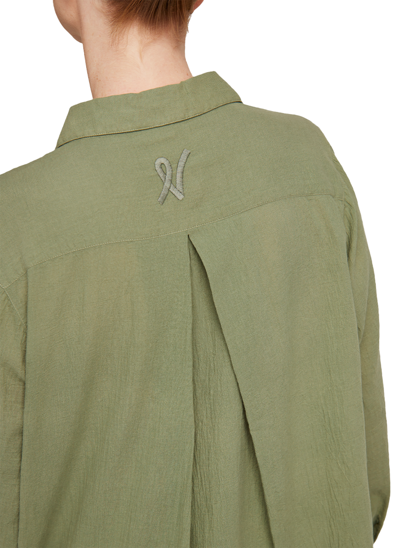 Product image 3 of 5, which shows Nudea Organic Cotton Pyjama Shirt, Olive Green, XS